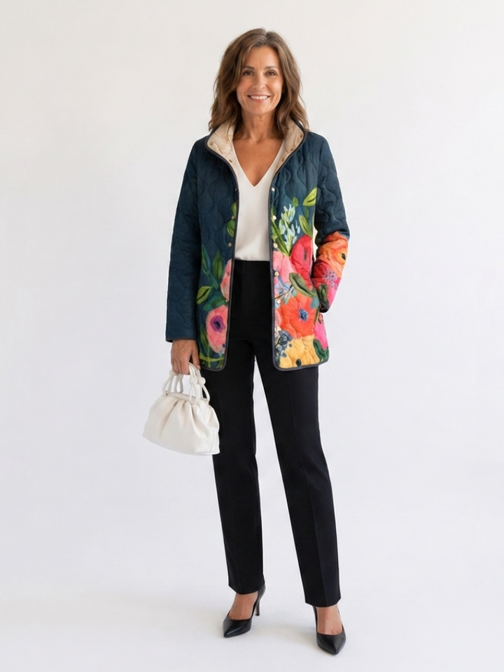 Michèle | Veste Matelassée Fleurs des Champs