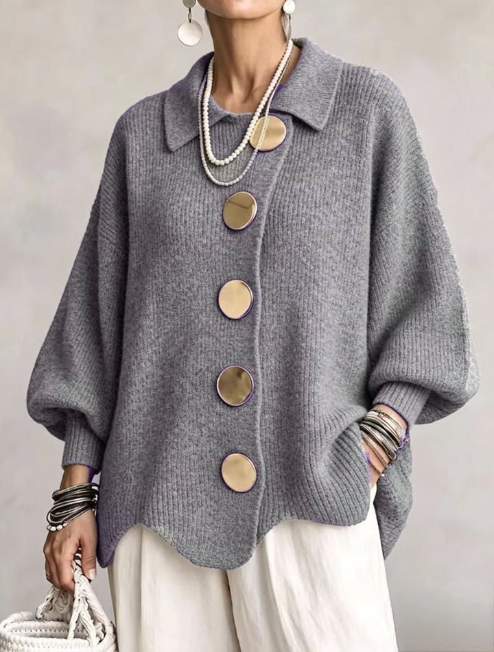 Coralie | Cardigan oversize à gros boutons dorés