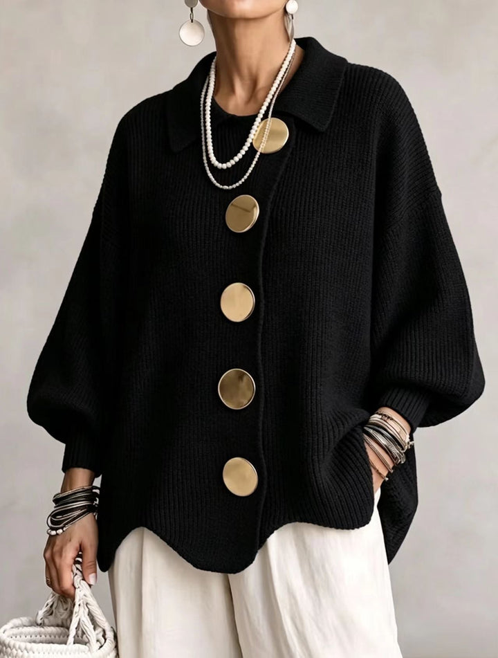 Coralie | Cardigan oversize à gros boutons dorés