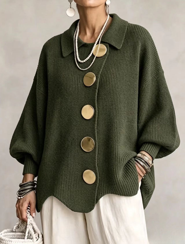 Coralie | Cardigan oversize à gros boutons dorés