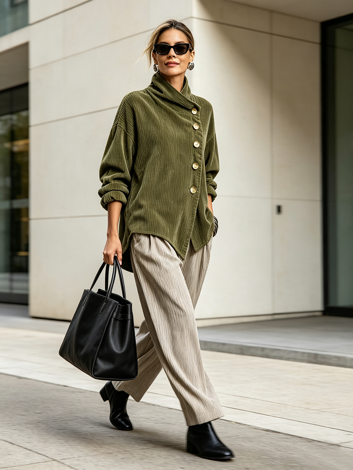 Bérénice™ | Pull côtelé à col montant